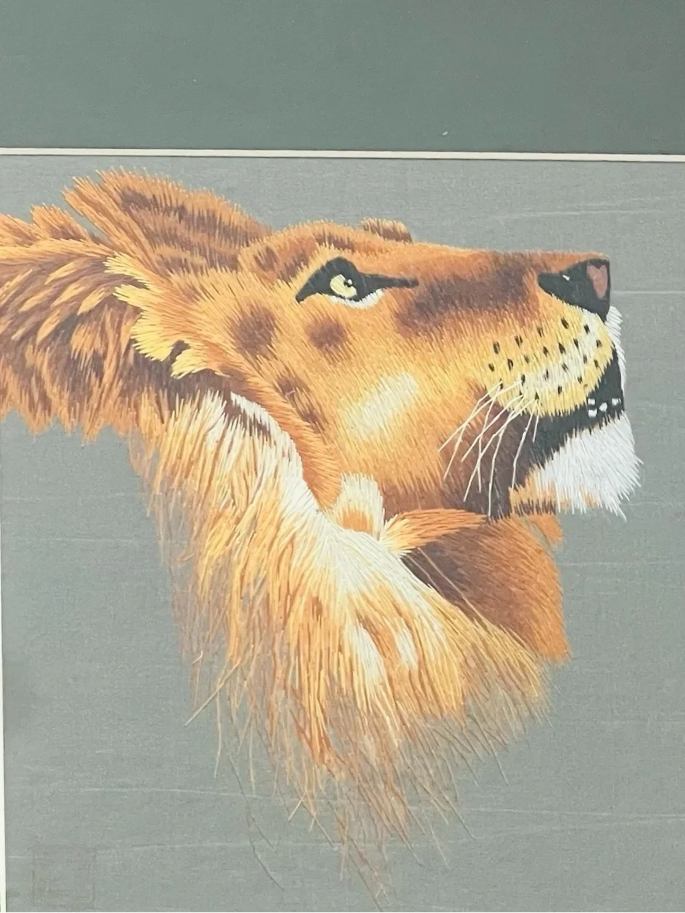 King Silk Art Susho Suzhou 100% Handmade Lion Embroidery Framed Art